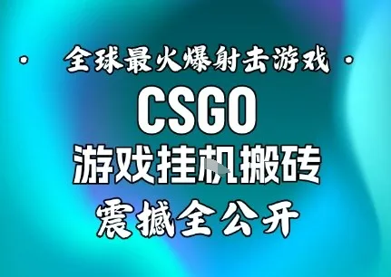 【年底大揭秘】基于全球最火爆的射击CSGO游戏挂G搬砖，日入5张+，震撼公开-网亿资源平台