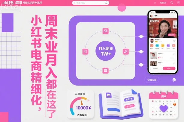 小红书电商精细化运营全流程，周末副业月入1W+，全套方法都在这了-网亿资源平台