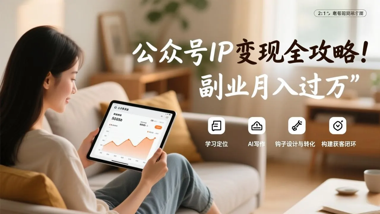 公众号IP变现全攻略，学习定位、AI写作、钩子设计与转化，构建获客闭环，副业月入过万-网亿资源平台
