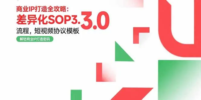 商业IP打造全攻略：差异化SOP3.0流程，短视频协议模板，婚恋项目实战案例-网亿资源平台