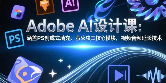 Adobe AI设计课：涵盖PS创成式填充，萤火虫三核心模块，视频音频延长技术-网亿资源平台