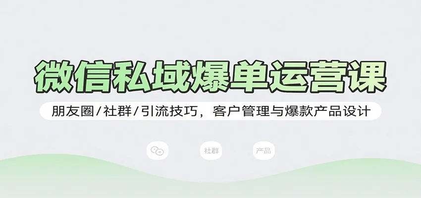 微信私域爆单运营课：朋友圈/社群/引流技巧，客户管理与爆款产品设计-网亿资源平台