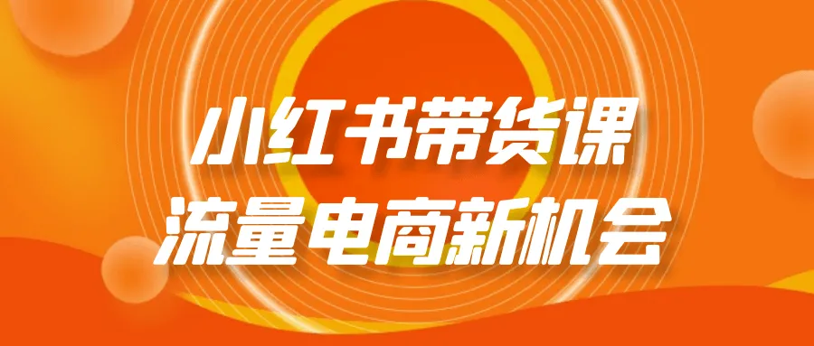 小红书带货课流量电商新机会-网亿资源平台