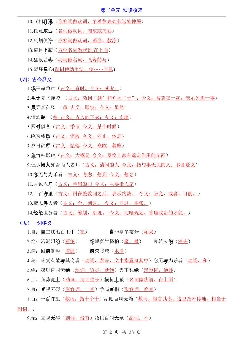 八年级上语文第3单元（知识梳理）-知识点-网亿资源平台