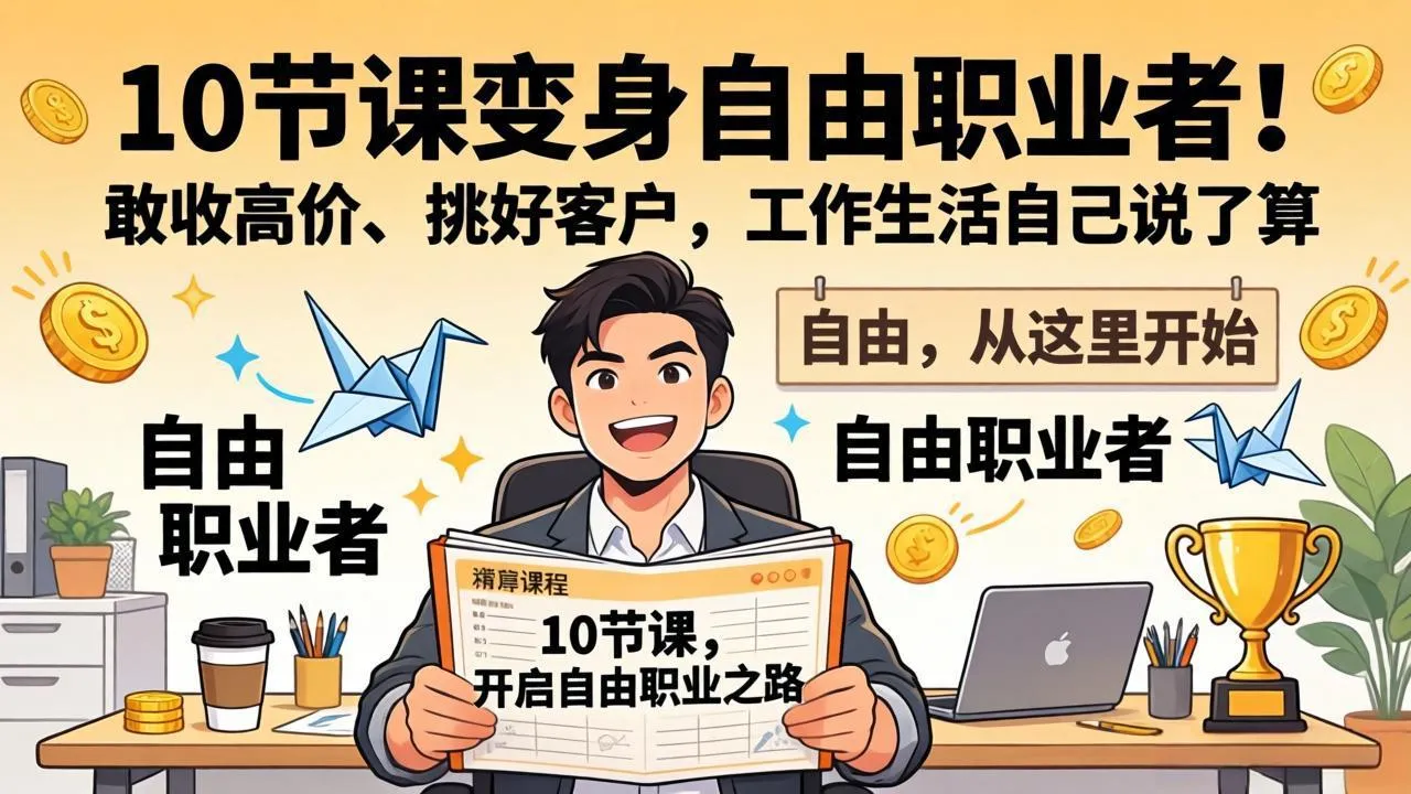 10 节课变身自由职业者！敢收高价、挑好客户，工作生活自己说了算-网亿资源平台