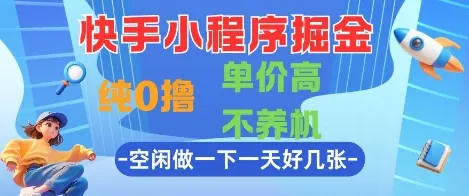 快手小程序掘金，纯0撸，单价高不养机 利用空闲时间做一做，一天好几张【揭秘】-网亿资源平台