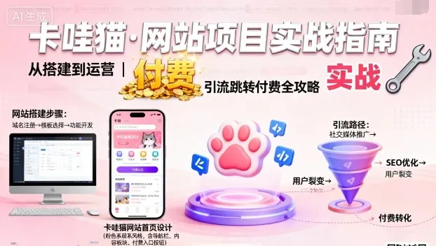 卡哇猫·网站项目,网站搭建与运营以及引流跳转付费-网亿资源平台