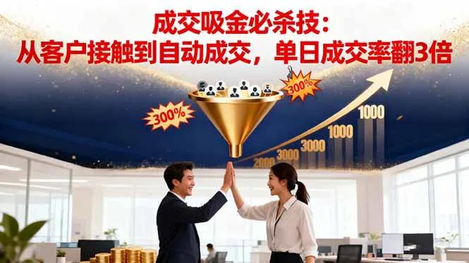 吸金成交营销必杀技：从客户接触到自动成交，单日成交率翻3倍-网亿资源平台