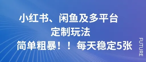 小红书、闲鱼及多平台定制玩法简单粗暴！每天稳定5张-网亿资源平台