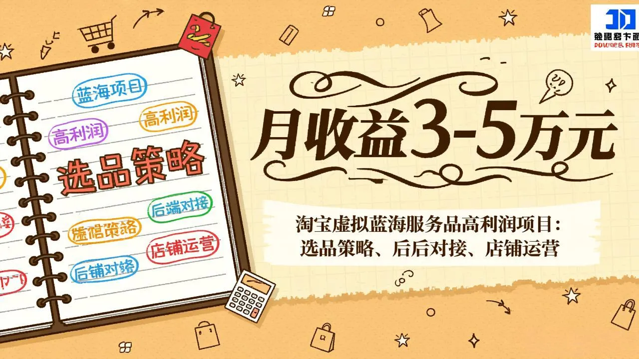 淘宝虚拟蓝海服务品高利润项目：选品策略、后端对接、店铺运营，月收益可达3-5万元-网亿资源平台