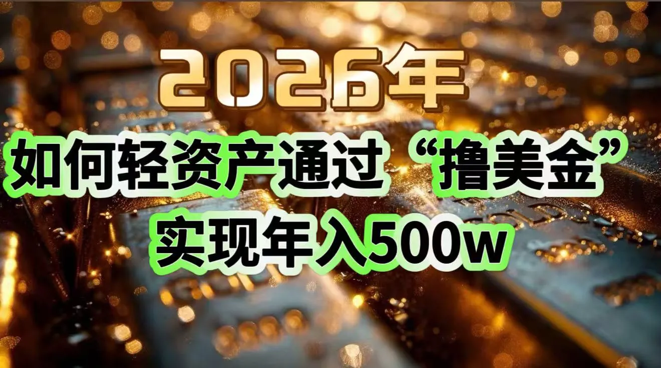 2026年如何轻资产通过“撸美金”实现年入500w-网亿资源平台