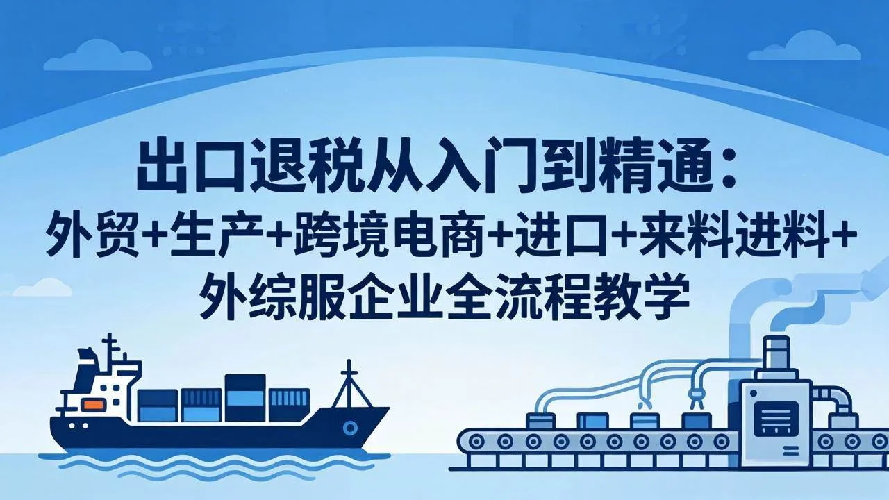 【精】出口退税从入门到精通：外贸+生产+跨境电商+进口+来料进料+外综服企业全流程教学-网亿资源平台