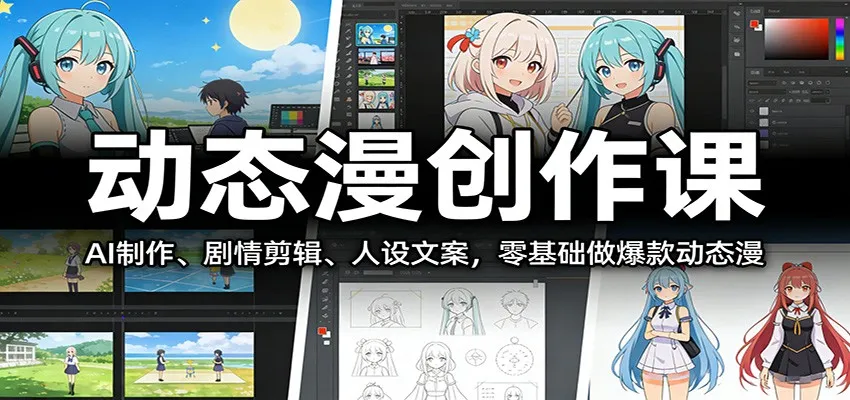 动态漫创作课：AI制作、剧情剪辑、人设文案，零基础做爆款动态漫-网亿资源平台