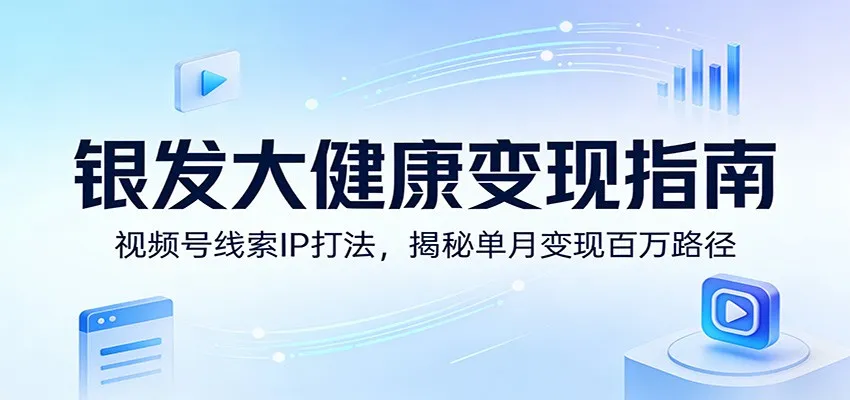 银发大健康变现指南：视频号线索IP打法，揭秘单月变现百万路径-网亿资源平台