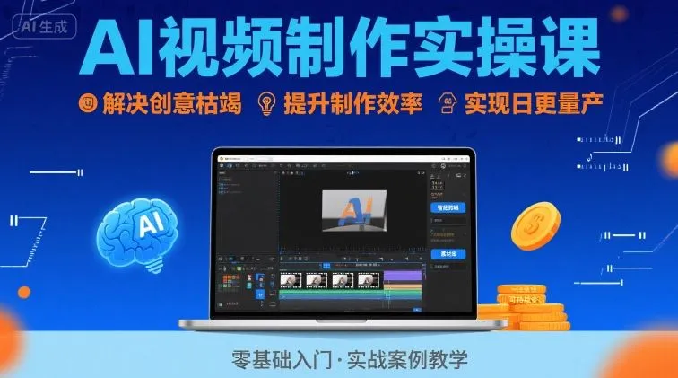 Ai视频制作实操课，解决创意枯竭、效率低下痛点，实现日更量产可持续变现(更新26年3月)-网亿资源平台