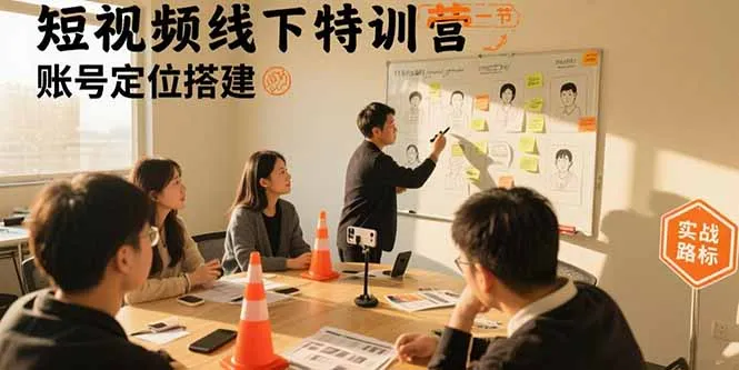 短视频线下特训营：账号定位搭建/口播号拍摄剪辑/直播间流量入口/变现实战-网亿资源平台