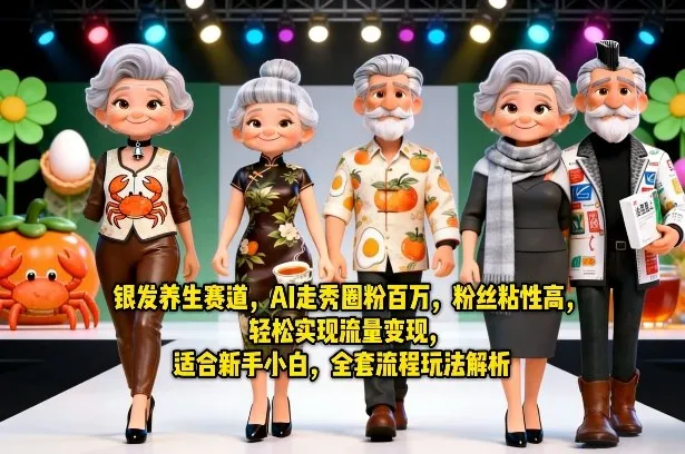 银发养生赛道，AI走秀圈粉百万，粉丝粘性高，轻松实现流量变现，适合新手小白，全套流程玩法解析-网亿资源平台