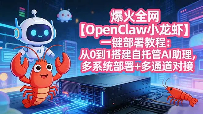 爆火全网【OpenClaw 小龙虾】一键部署教程：从0到1搭建自托管AI助理，多系统部署+多通道对接-网亿资源平台