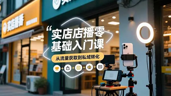 实体店播零基础入门课，实体店+短视频+直播+微信生态+私域社群，从流量获取到私域转化-网亿资源平台