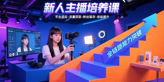 新人主播培养课:平台适应-流量获取-粉丝留存-收益提升 全链路能力突破-网亿资源平台