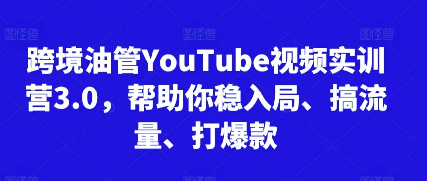 跨境油管YouTube视频实训营3.0，帮助你稳入局、搞流量、打爆款（更新2025）-网亿资源平台