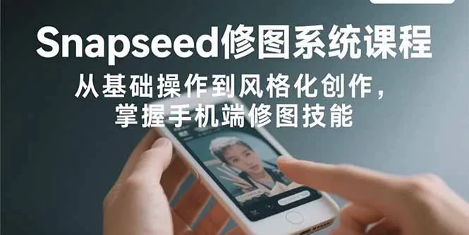 Snapseed修图系统课程：从基础操作到风格化创作，掌握手机端修图技能-网亿资源平台