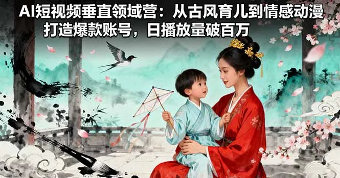 AI短视频垂直领域营：从古风育儿到情感动漫，打造爆款账号,日播放量破百万-网亿资源平台