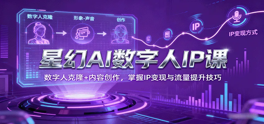 星幻AI数字人IP课，数字人克隆+内容创作，掌握IP变现与流量提升技巧-网亿资源平台