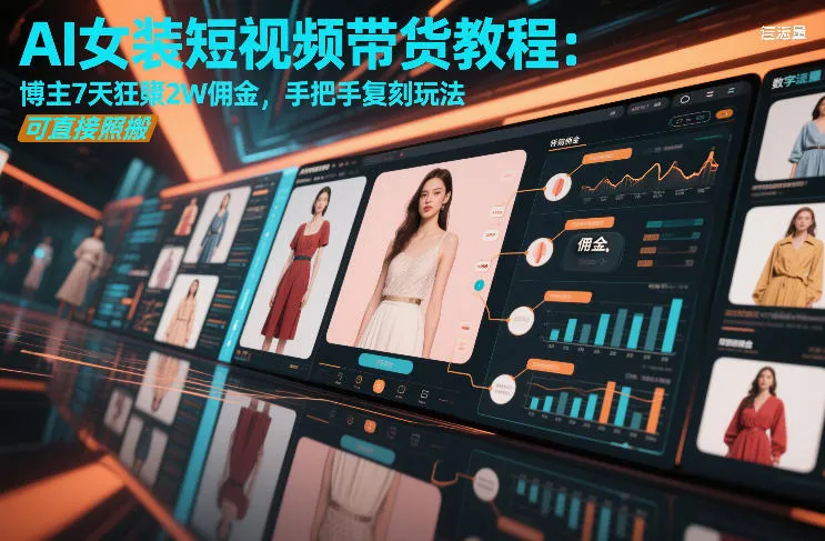 AI女装短视频带货教程：博主7天狂賺2W佣金，手把手复刻玩法，可直接照搬-网亿资源平台
