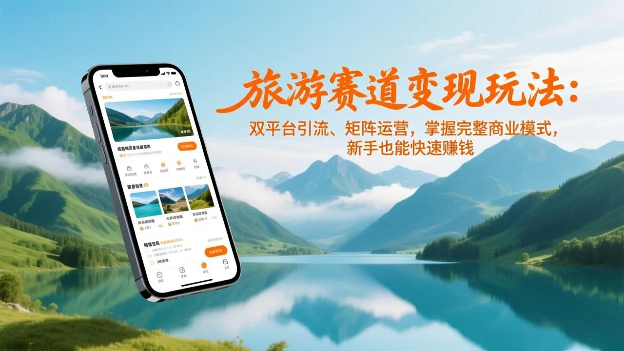 旅游赛道变现玩法：双平台引流、矩阵运营，掌握完整商业模式，新手也能快速赚钱-网亿资源平台