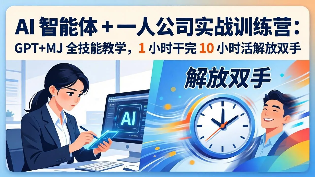 AI 智能体 + 一人公司实战训练营：GPT+MJ 全技能教学，1 小时干完 10 小时活解放双手-网亿资源平台