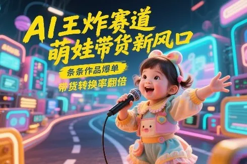 AI王炸赛道，萌娃带货新风口，条条作品爆单，带货转换率翻倍，核心逻辑拆解-网亿资源平台