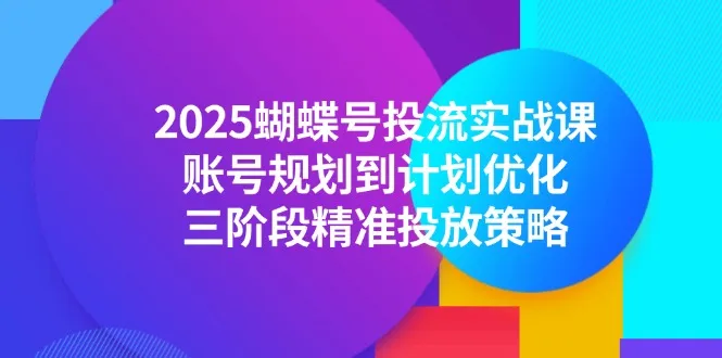 2025蝴蝶号投流实战课，账号规划到计划优化，三阶段精准投放策略-网亿资源平台