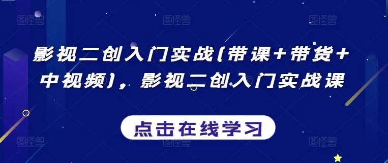 影视二创入门实战(带课+带货+中视频)，影视二创入门实战课-网亿资源平台