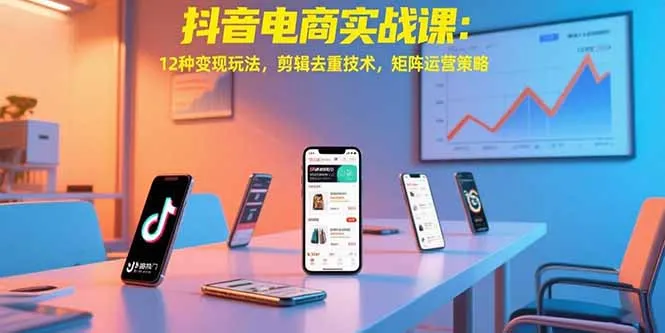 抖音电商实战课：12种变现玩法，剪辑去重技术，矩阵运营策略-网亿资源平台