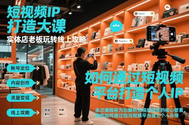 短视频ip打造大课，实体店老板玩转线上攻略-网亿资源平台