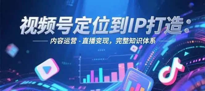 视频号定位到IP打造:账号搭建-内容运营-直播变现,完整知识体系-网亿资源平台