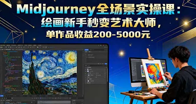 Midjourney全场景实操课：绘画新手秒变艺术大师，单作品收益200-5000元-网亿资源平台
