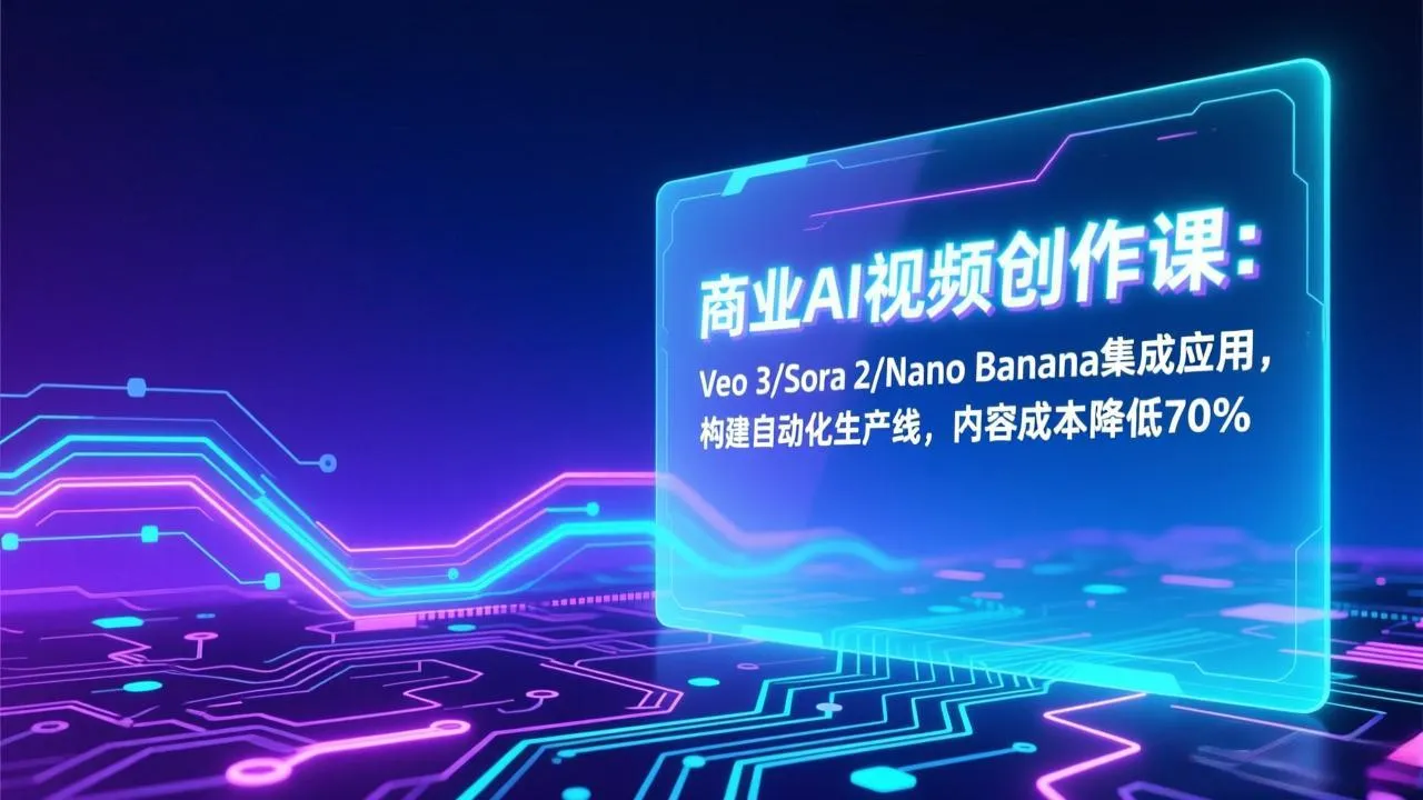 商业AI视频创作课：Veo 3/Sora 2/Nano Banana集成应用，构建自动化生产线，内容成本降低70%-网亿资源平台