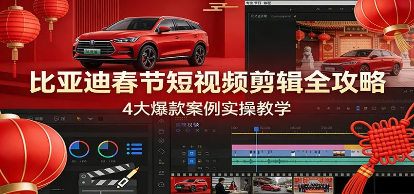 比亚迪春节短视频剪辑全攻略，4大爆款案例实操教学-网亿资源平台
