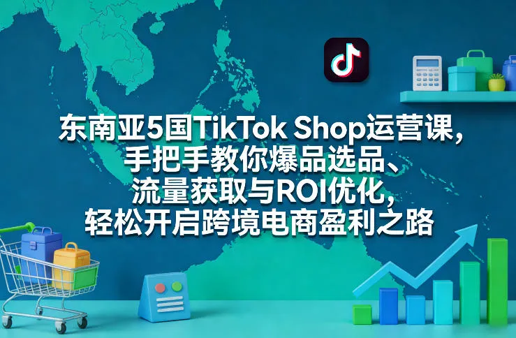 东南亚5国TikTok Shop运营课，手把手教你爆品选品、流量获取与ROI优化，轻松开启跨境电商盈利之路-网亿资源平台