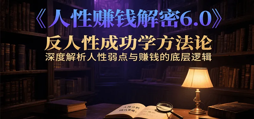 人性赚钱解密6.0，反人性成功学方法论，深度解析人性弱点与赚钱的底层逻辑-网亿资源平台
