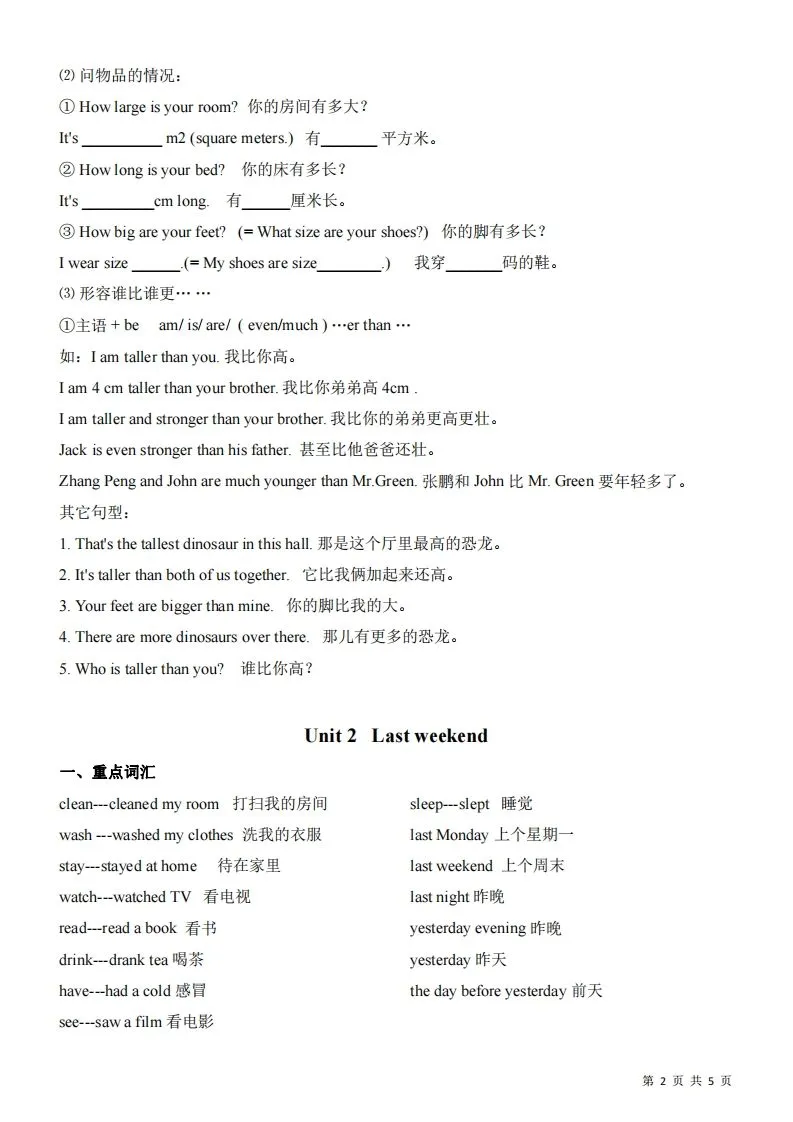 六下人教版PEP英语期末复习知识总结-网亿资源平台