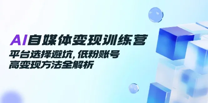 AI自媒体变现训练营，平台选择避坑，低粉账号高变现方法全解析-网亿资源平台