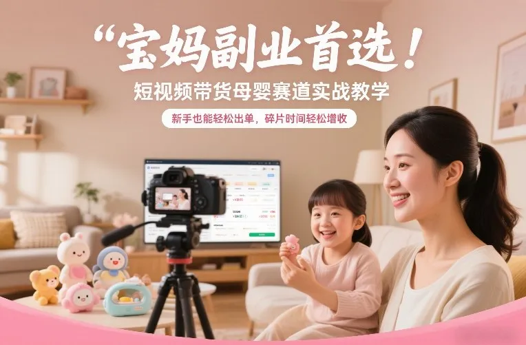 宝妈副业首选！短视频带货母婴赛道实战教学，新手也能轻松出单，碎片时间轻松增收-网亿资源平台
