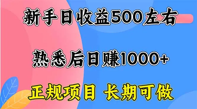 新手日收益500+ 正规项目 长期可做-网亿资源平台