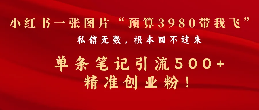 揭秘!小红书一张图片私信无数,单条笔记引流 500+精准创业粉!-网亿资源平台