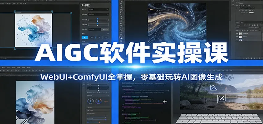 AIGC软件实操课：WebUI+ComfyUI全掌握，零基础玩转AI图像生成-网亿资源平台
