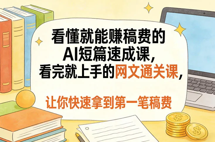 看懂就能賺稿费的AI短篇速成课，看完就上手的网文通关课，让你快速拿到第一笔稿费-网亿资源平台
