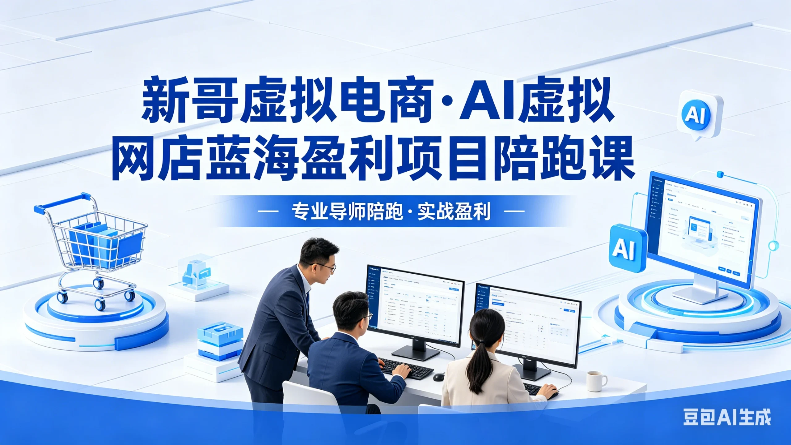 【精】新哥虚拟电商:AI虚拟网店蓝海盈利项目陪跑课,零货源开店运营全流程:选品+上架+发货+避坑+运营起店-网亿资源平台